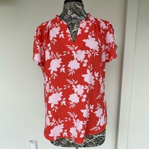 41 Hawthorn orange, white shirt sleeve blouse size XL